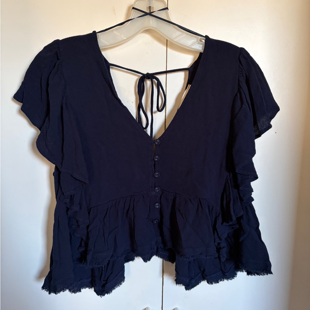 Love you Bunches Womens Flutter Bohemian Blouse Size Small